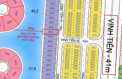 Biệt thự song lập VT41-24 Vịnh Tiên Vinhomes Green Paradise, Bờ mặt nước bãi biển riêng sau nhà rộng 50m, liền kề Sân Golf