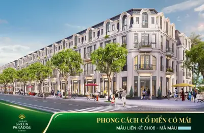 Nhà liền kề xẻ khe SX9-18 Vịnh Tiên Vinhomes Green Paradise, hướng Đông, cách Biển Hồ 130m