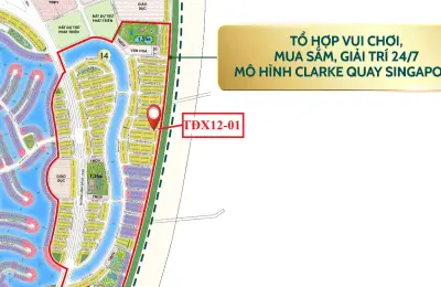 Nhà liền kề xẻ khe TĐX12-01 Vịnh Ngọc Vinhomes Green Paradise, cách biển Cần Giờ 50m trong khu kinh tế đêm