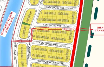 Nhà liền kề xẻ khe TĐX12-01 Vịnh Ngọc Vinhomes Green Paradise, cách biển Cần Giờ 50m trong khu kinh tế đêm