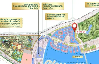 Biệt thự song lập VT41-24 Vịnh Tiên Vinhomes Green Paradise, Bờ mặt nước bãi biển riêng sau nhà rộng 50m, liền kề Sân Golf